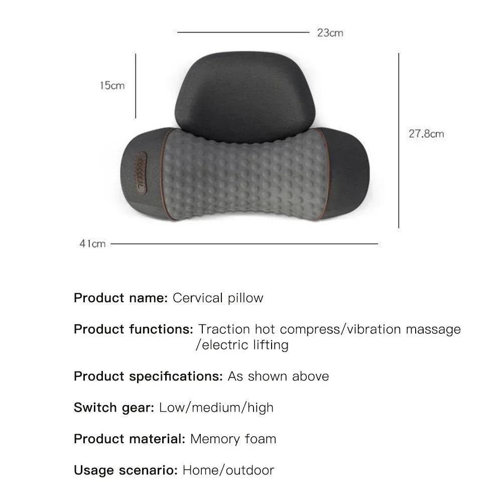 Massager Cervical Pillow Hot Compress Vibration Massage Neck Traction Relax Sleeping Pillow Spine Support Normal