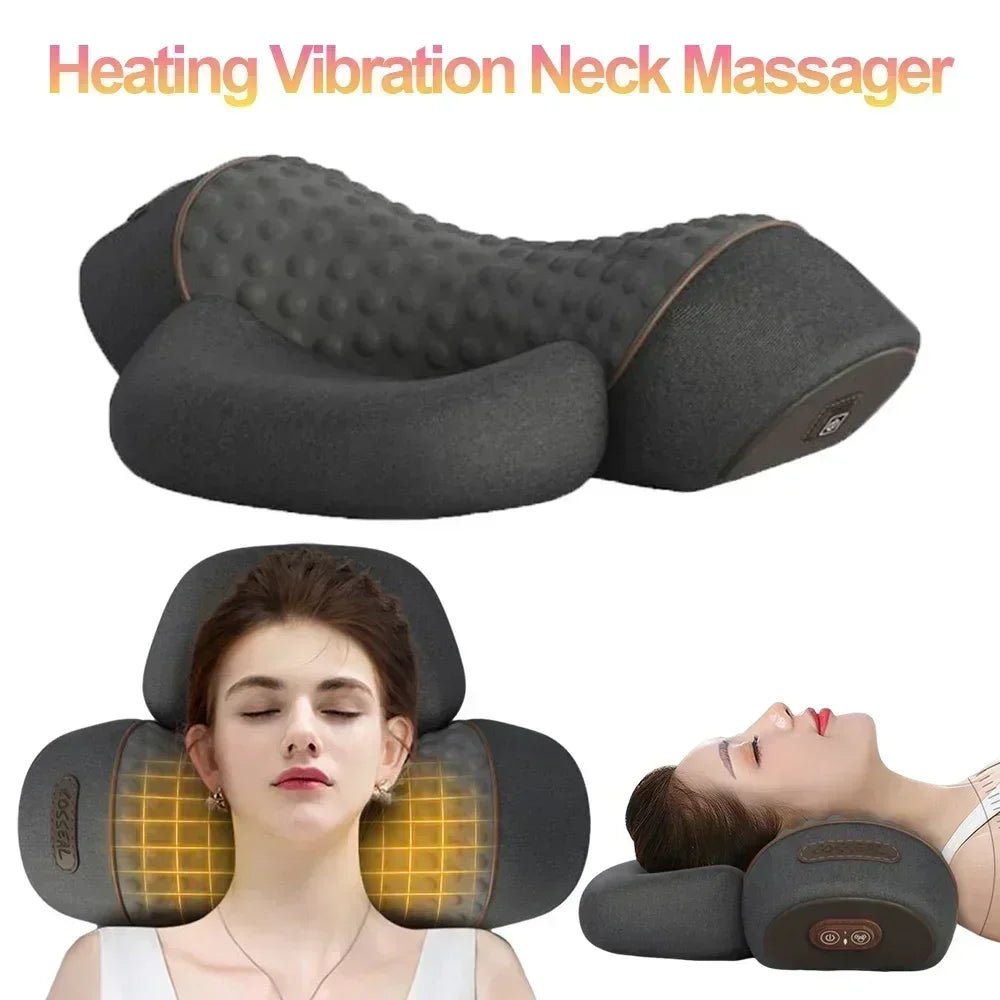Massager Cervical Pillow Hot Compress Vibration Massage Neck Traction Relax Sleeping Pillow Spine Support Normal